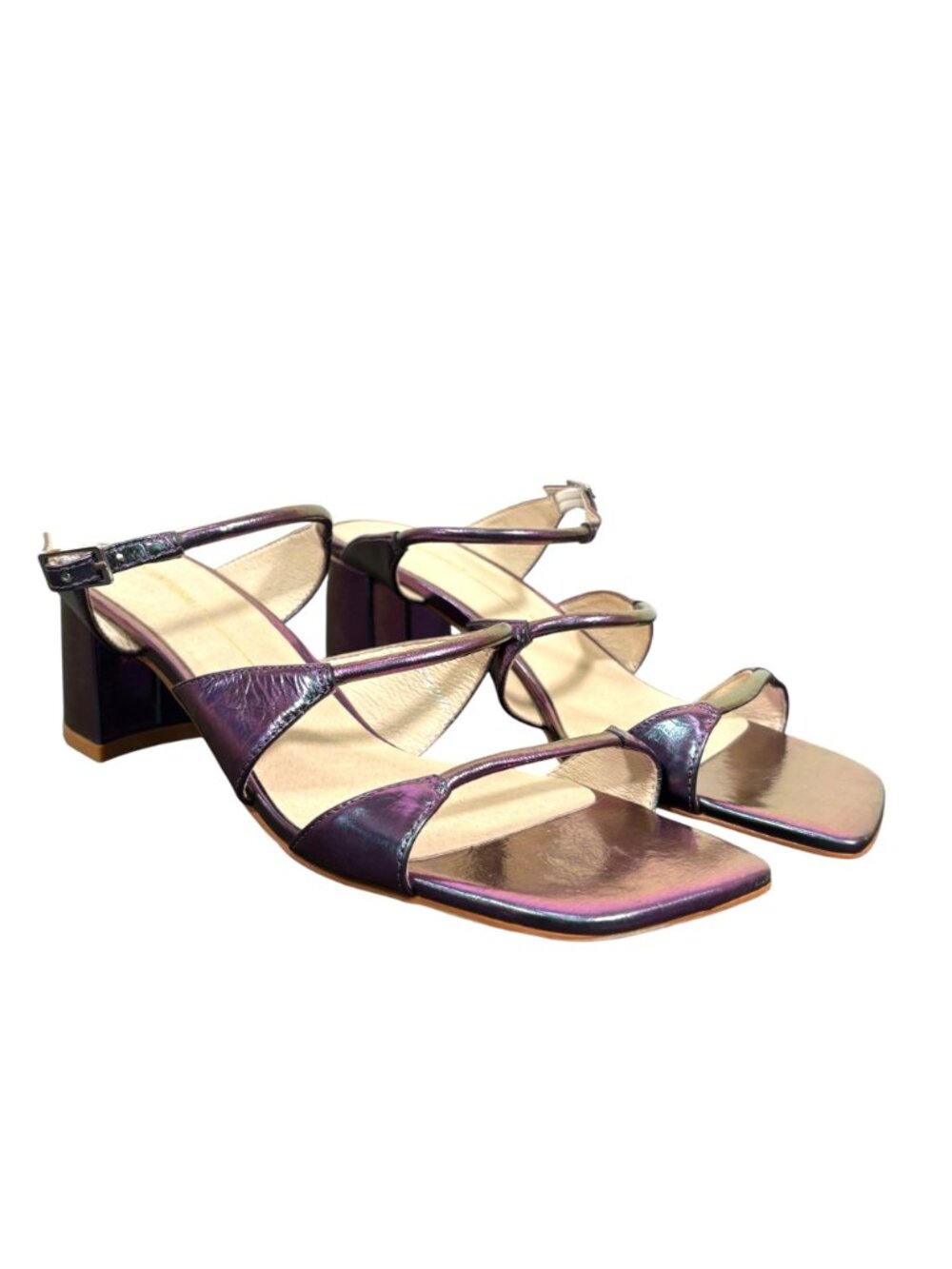 NEW Intentionally Blank Iridescent Strappy Slip On Sandals Size 10